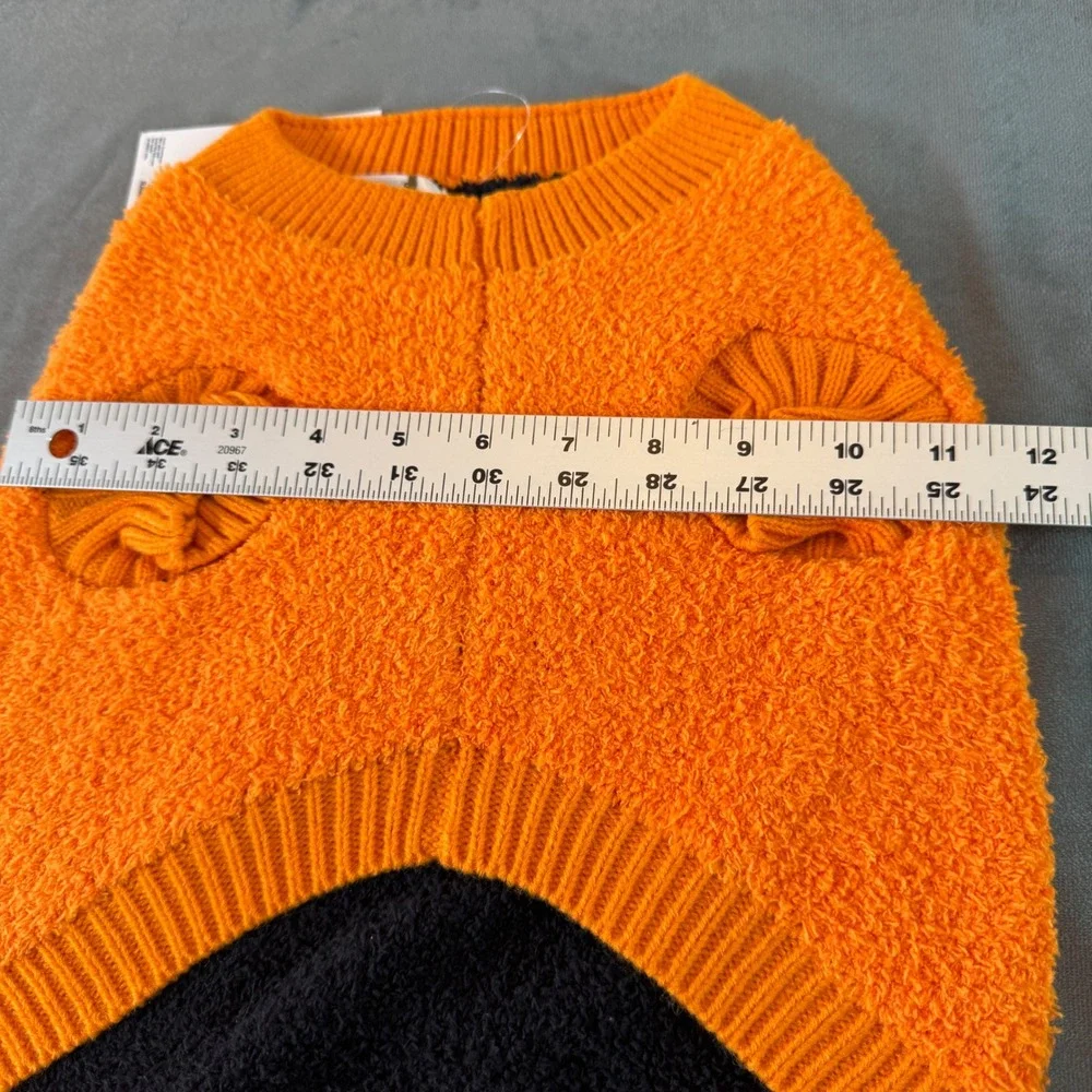 Old Navy Pet Sweater M Orange Jack-O-Lantern Pumpkin Halloween Spooky Fall
